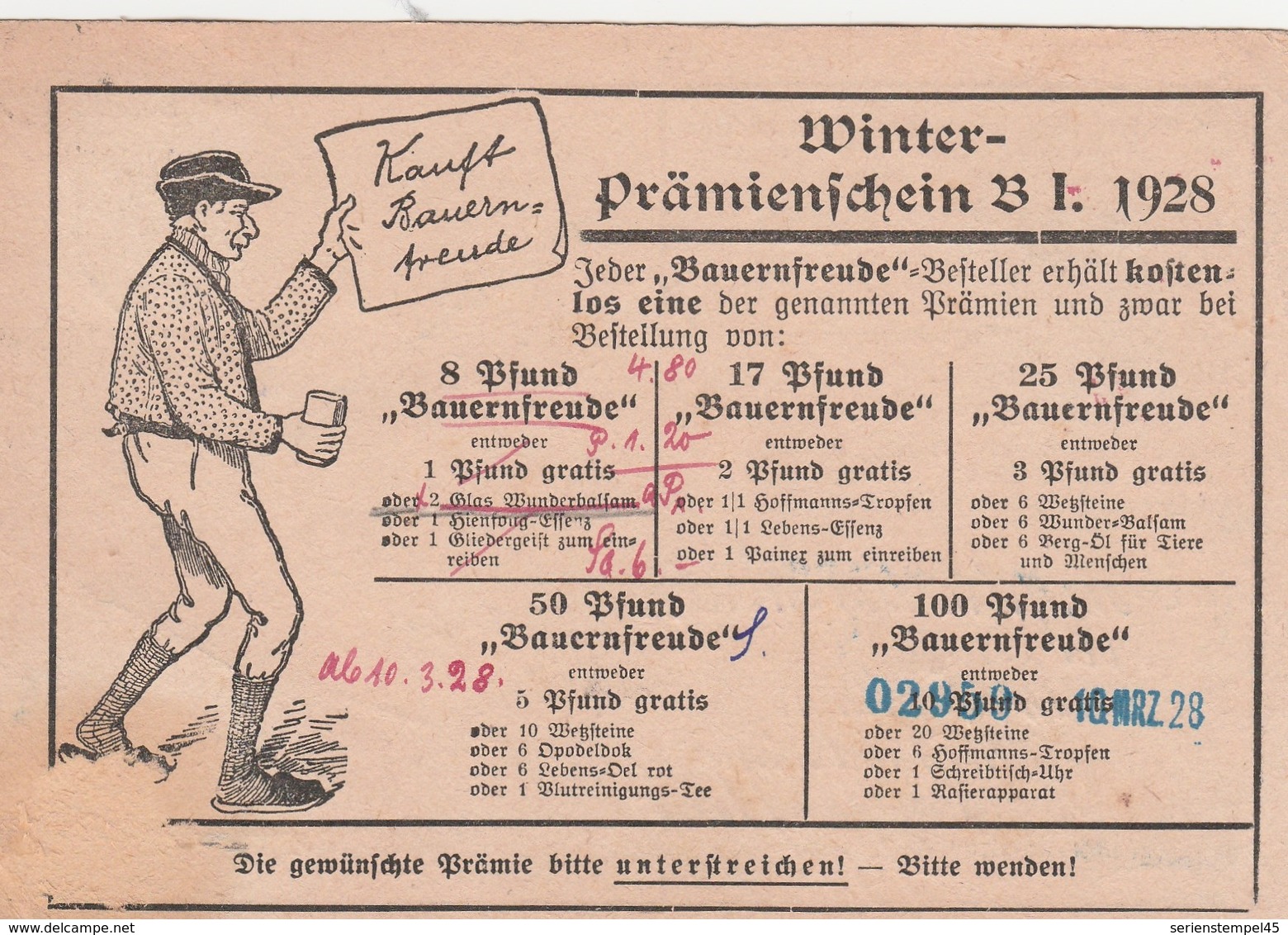 Ostpreussen Deutsches Reich Karte Mit Tagesstempel Woeterkeim Wöterkeim Kreis Bartenstein 1928 Werbung - Briefe U. Dokumente