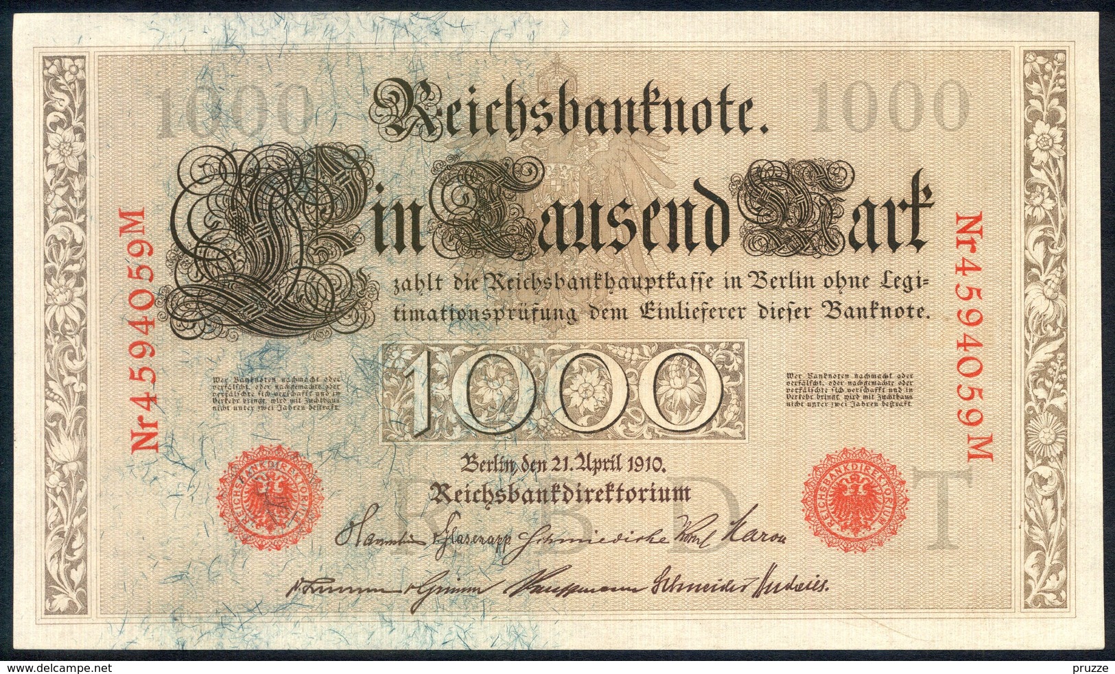 Deutsches Reich 21. April 1910, 1.000 Mark, P44-g - 1000 Mark