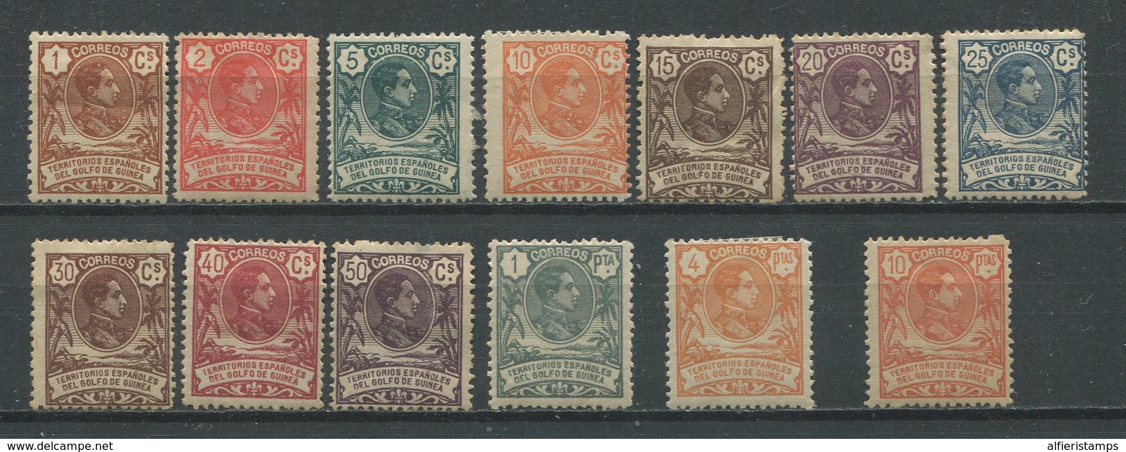 1909-GUINEA-DEFINITIVES- 13 VAL.-MLH.- - Guinea Spagnola