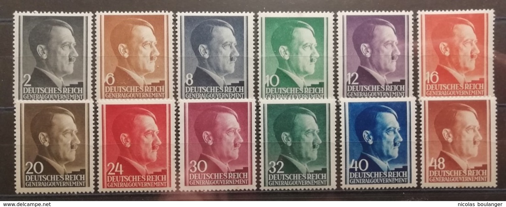 Pologne 1941-42 / Yvert N°82-93 / ** / Effigie D'Hitler - Gouvernement Général