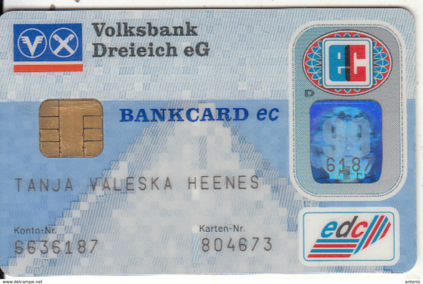 GERMANY - Volksbank Dreieich EG, Eurocheque, 04/96, Used - Tarjetas De Crédito (caducidad Min 10 Años)