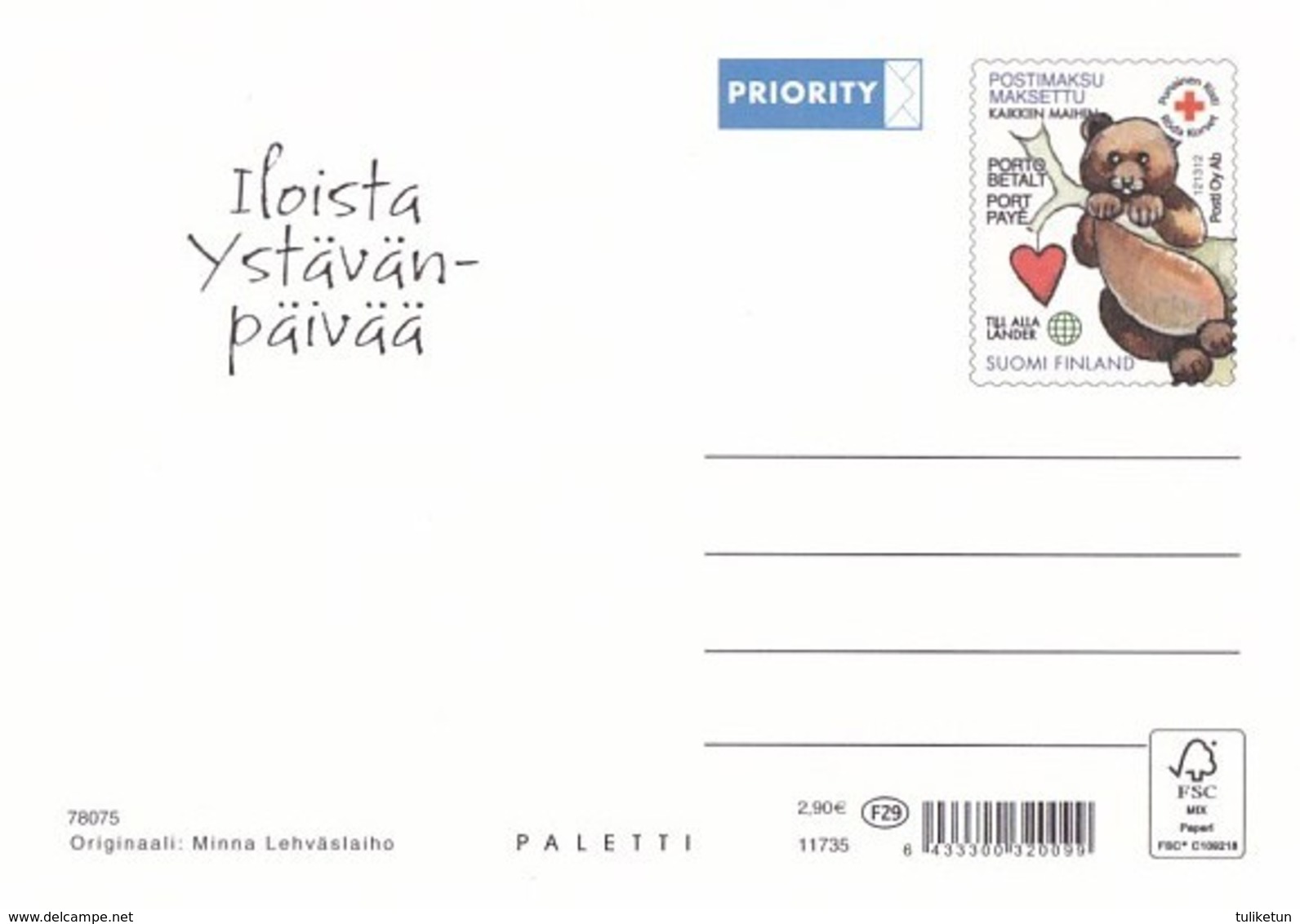 Postal Stationery - Bear - Bears On Tree Branches - Red Cross 2020 - Suomi Finland - Postage Paid - Ganzsachen