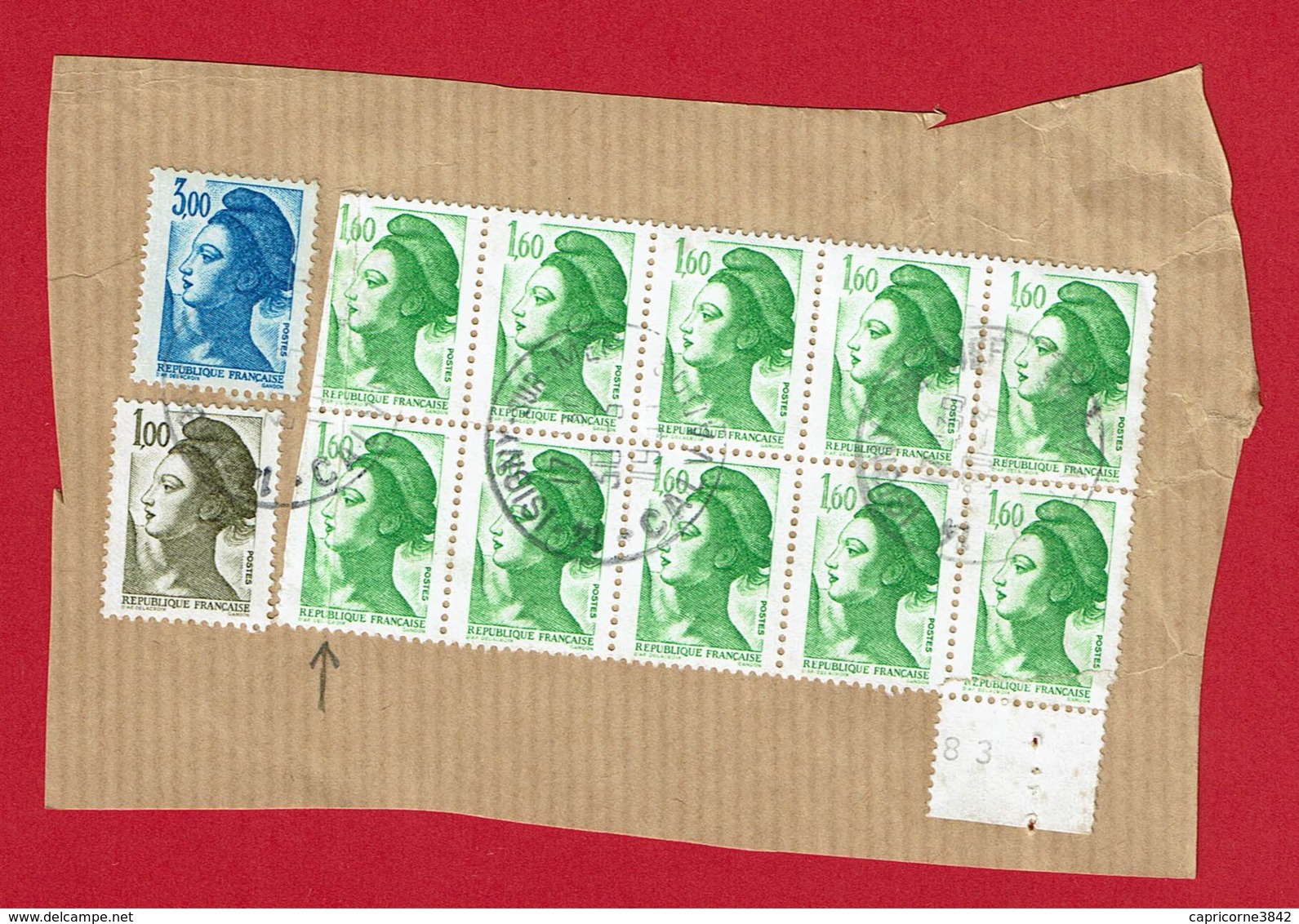 1994 - Liberté De Gandon Sur Fragment - 10 Tp N° 2219 (pli D'impression Sur 2 Tp Gauche) + N° 2185 + 2320 - 1982-1990 Vrijheid Van Gandon