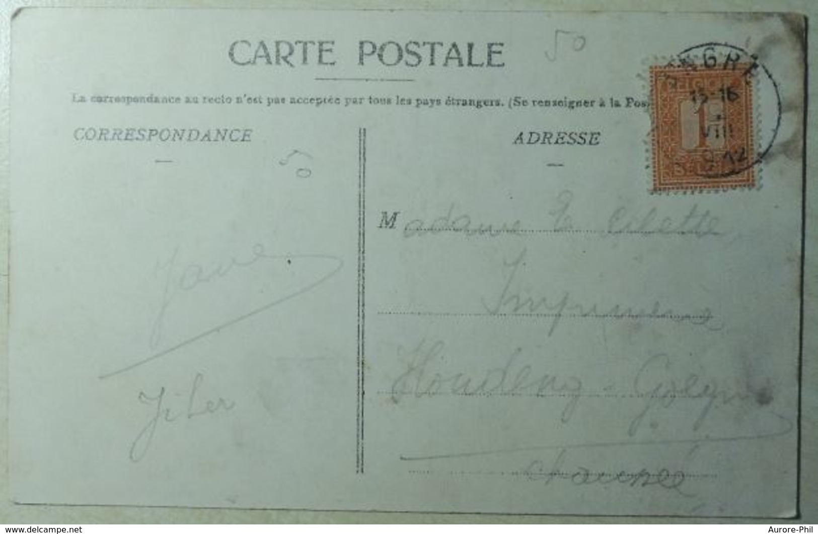 Roisin Le Caillou-qui-Bique La Roche Perlée (Timbre 1912 1c) - Honnelles
