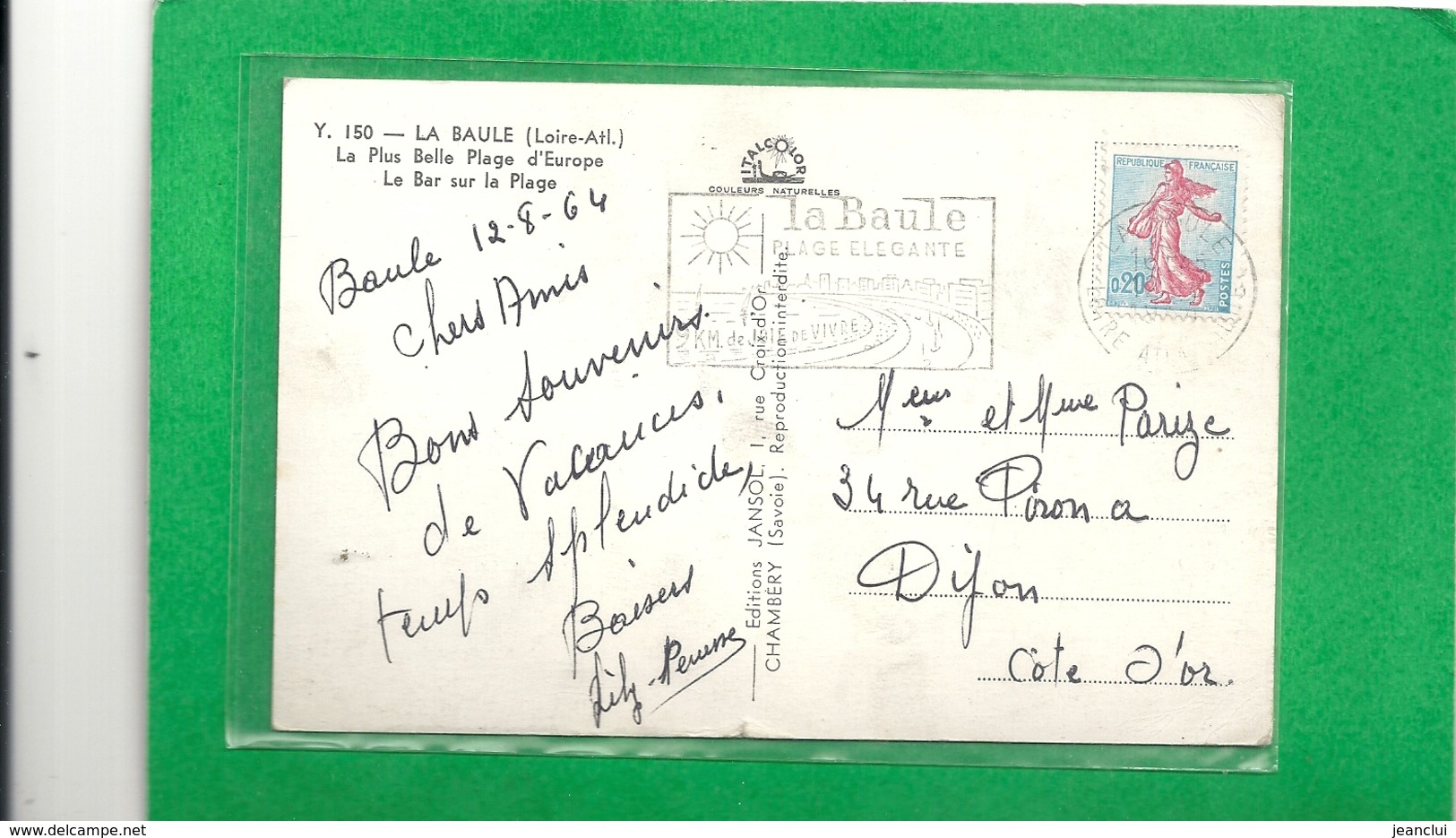 Cspm.format Cpa  Y.150. LA BAULE . LE BAR SUR LA PLAGE . JOLIE CARTE AFFR AU VERSO LE 12-8-1964 . 2 SCANES - La Baule-Escoublac