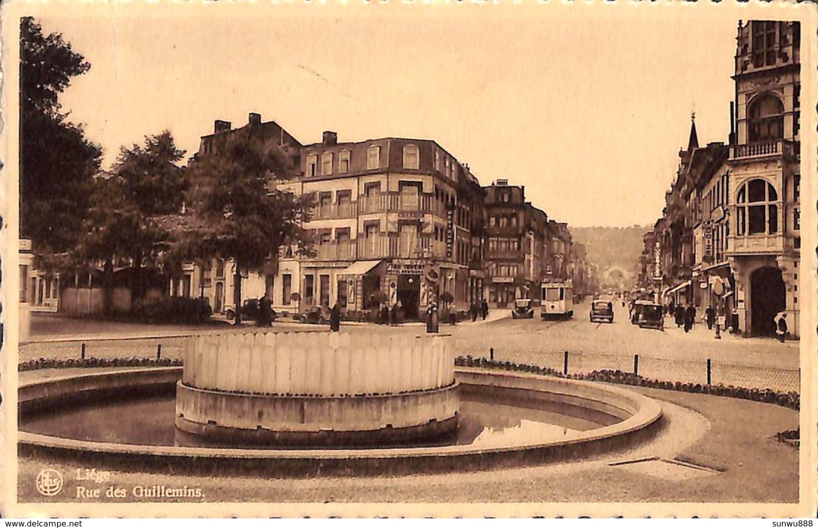 Liège - Rue Des Guillemins (animée Tram Tramway, Hôtel Restaurant Oldtimer) - Luik