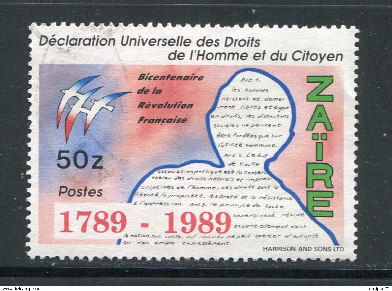 ZAIRE- Y&T N°1252- Oblitéré - Franz. Revolution