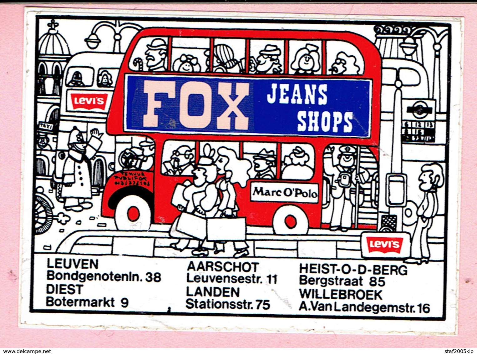 Sticker - FOX Jeans Shop - Levis Marc O'Polo - Leuven Diest Aarschot Landen Willebroek Heist O/d Berg - Stickers