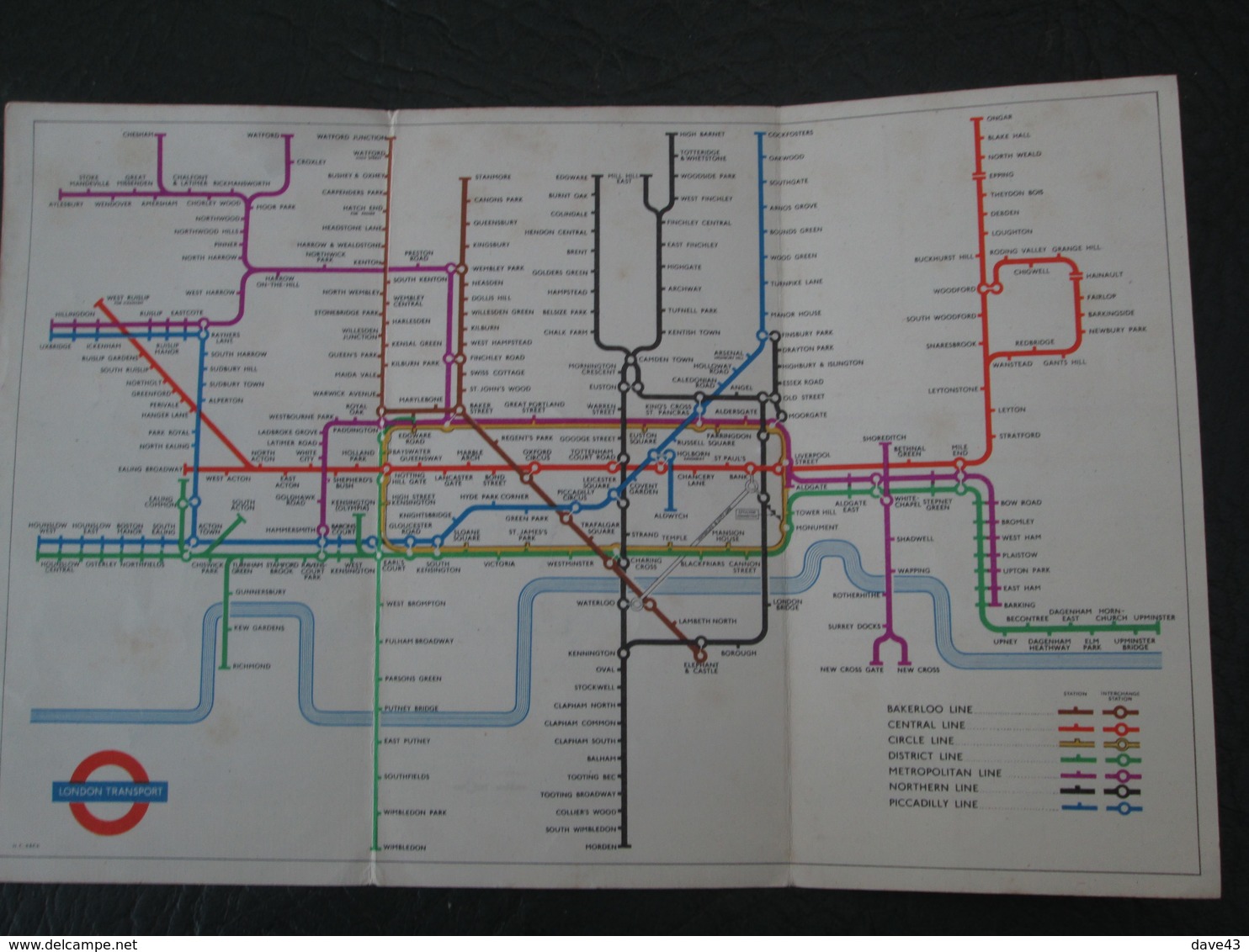 1954 Beck Underground Tube Map Used - Other & Unclassified