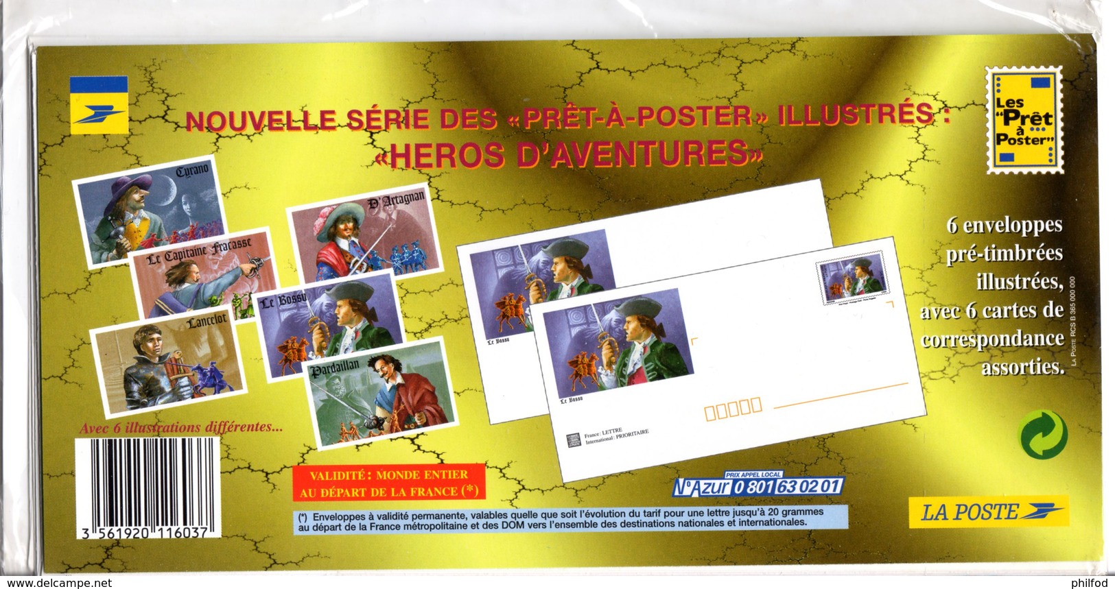 Enveloppes + Cartes Lot De 3 Prêt à Poster  -  Lettre Monde Entier 20g, "Héros D'aventure" - Prêts-à-poster: Other (1995-...)