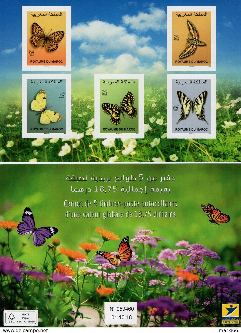 Morocco - 2019 - Butterflies Of Morocco - Mint Self-adhesive Stamp Booklet - Morocco (1956-...)