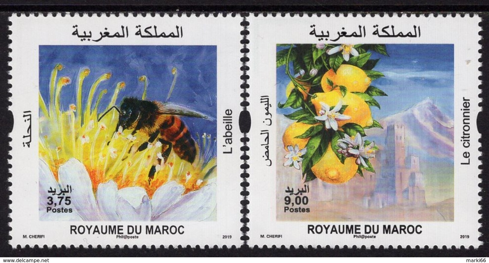 Morocco - 2019 - Bees And Lemons - Mint Scented Stamp Set - Maroc (1956-...)