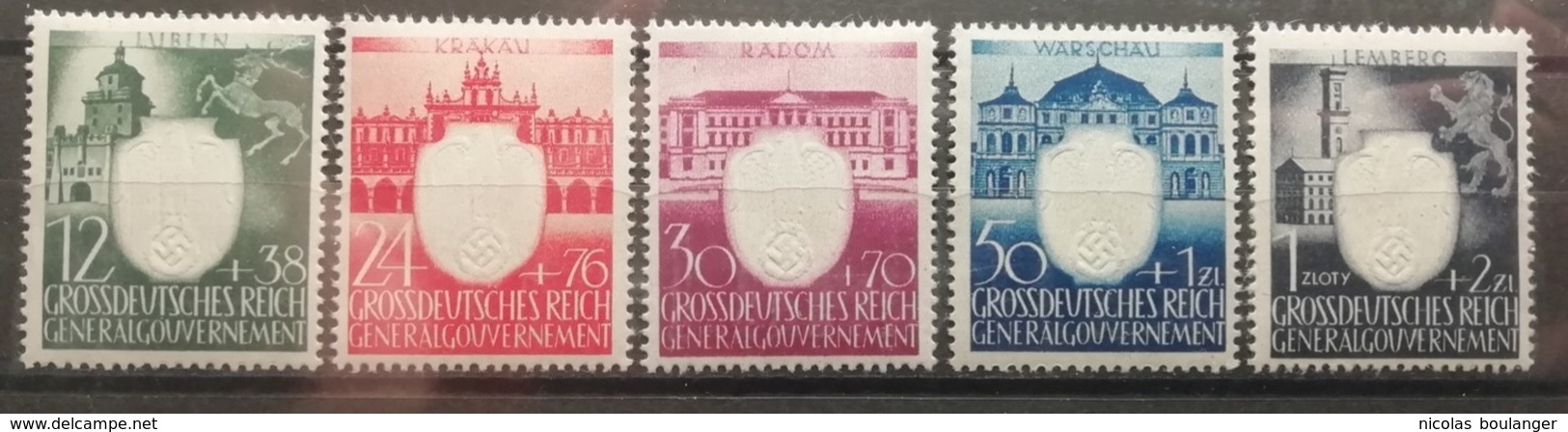 Pologne 1943 / Yvert N°123-127 / ** / 3ème Anniversaire Du Parti Du Travail - Generalregierung