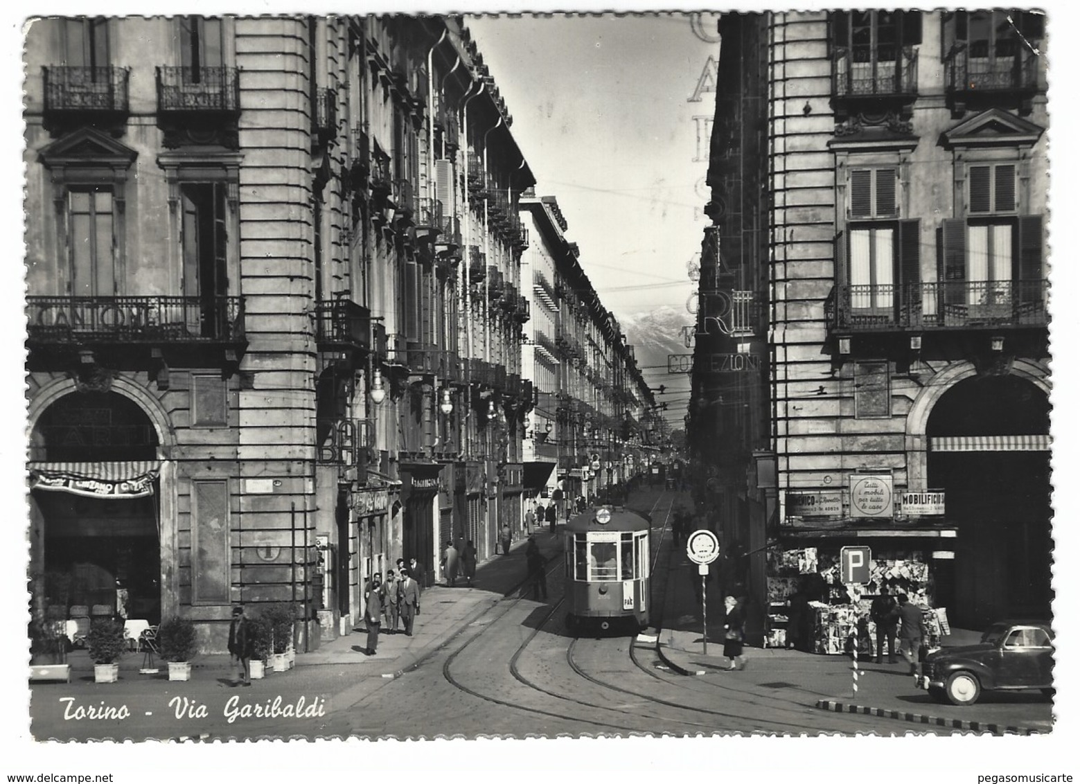 2451 - TORINO VIA GARIBALDI ANIMATISSIMA TRAM AUTOMOBILI CAR 1956 - Trasporti