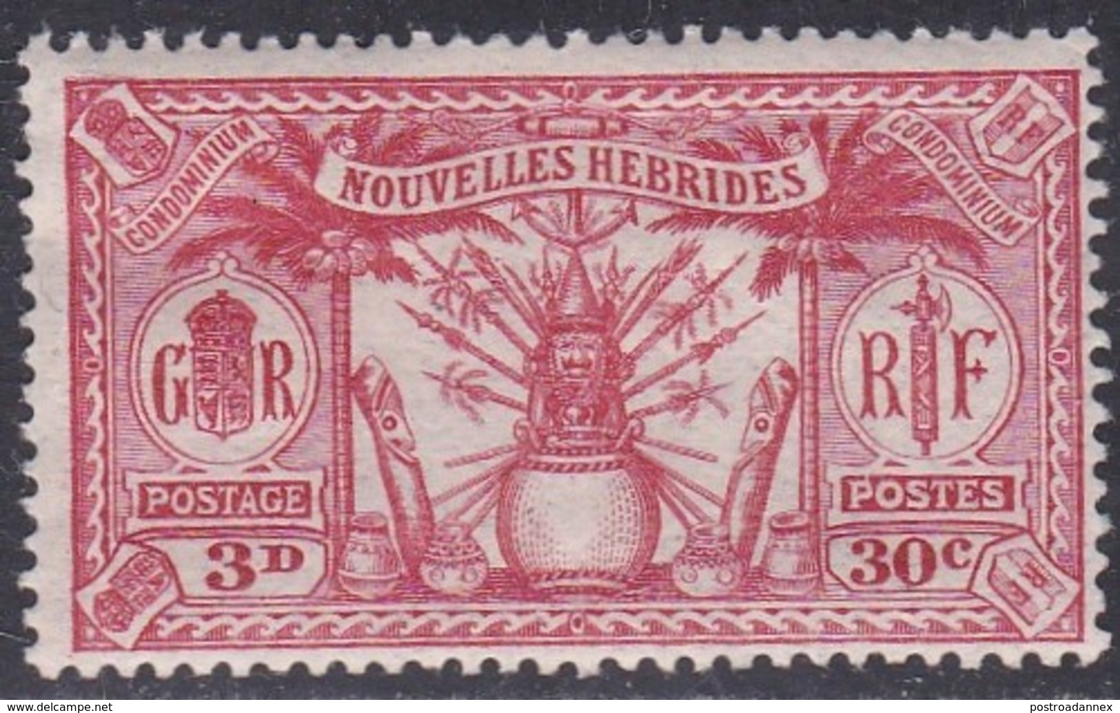 New Hebrides, Scott #48, Mint Hinged, Idols, Issued 1925 - Unused Stamps