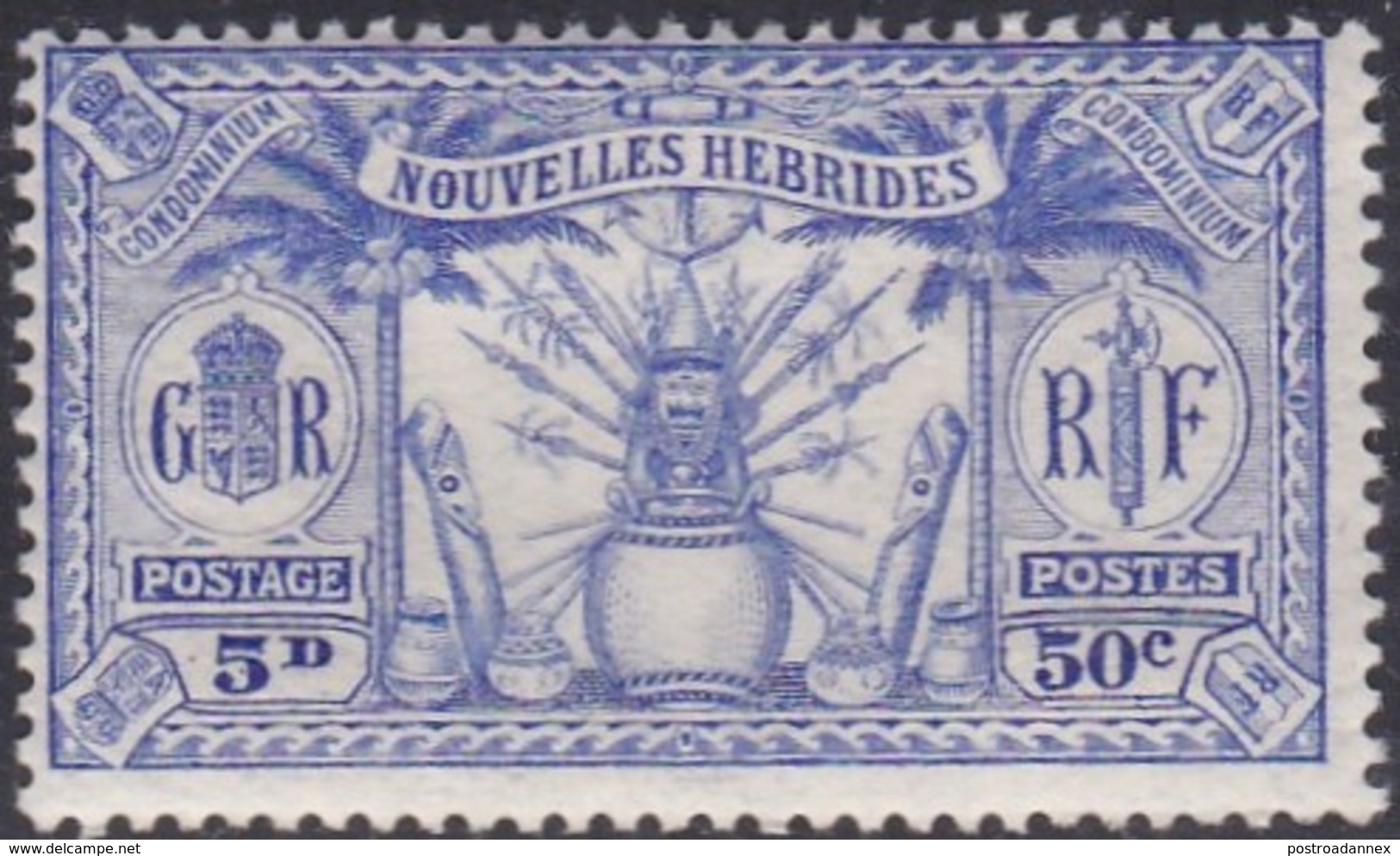 New Hebrides, Scott #50, Mint Hinged, Idols, Issued 1925 - Unused Stamps