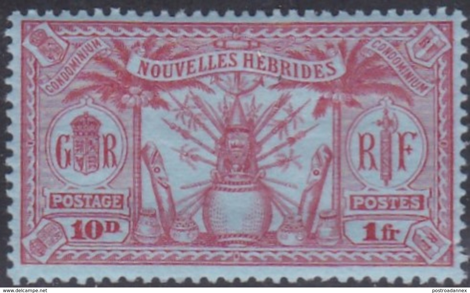 New Hebrides, Scott #52, Mint Hinged, Idols, Issued 1925 - Unused Stamps