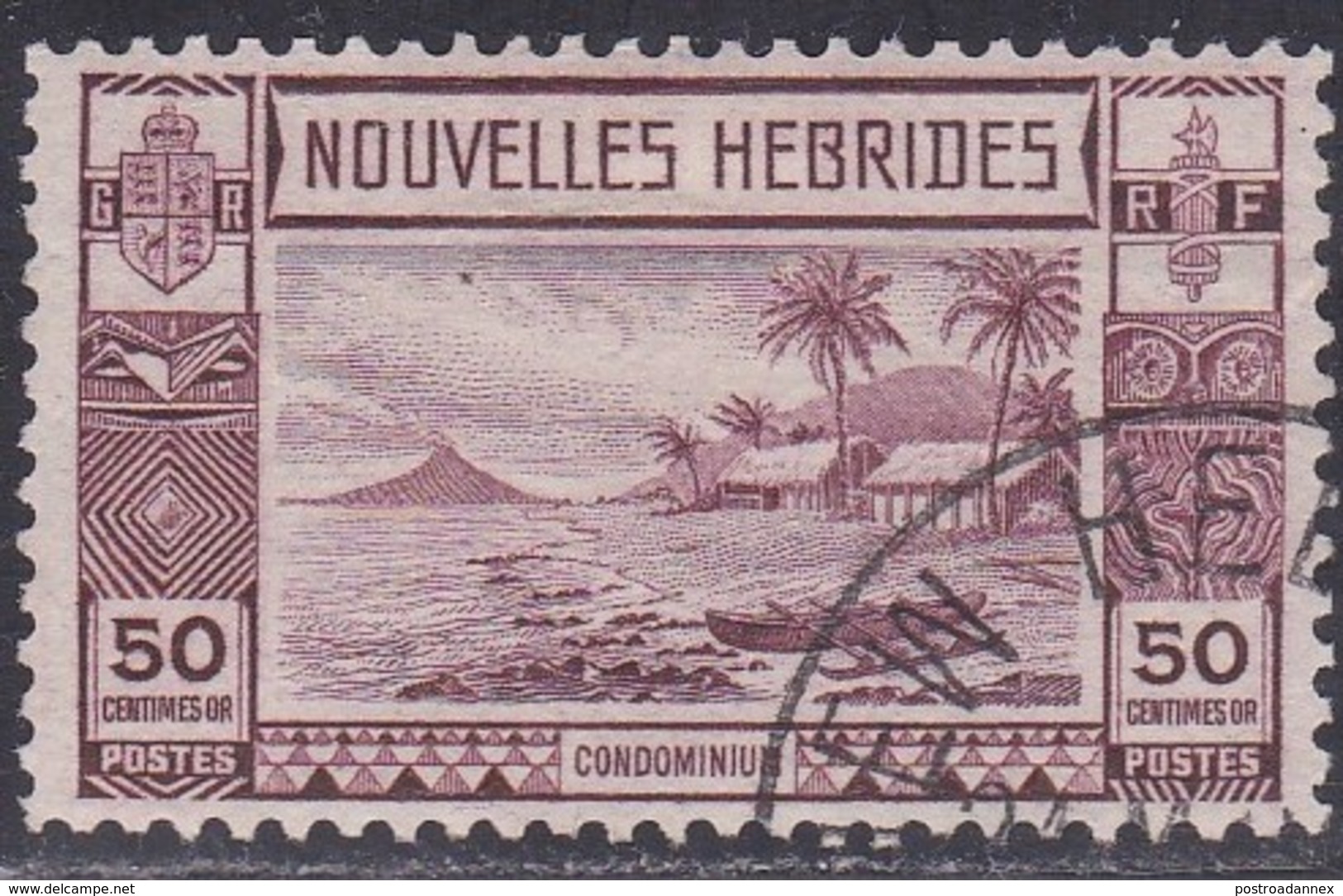 New Hebrides, Scott #62, Used, Beach Scene, Issued 1938 - Used Stamps