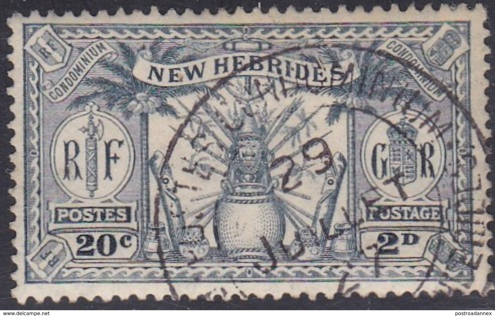 New Hebrides, Scott #43, Used, Idol, Issued 1925 - Used Stamps