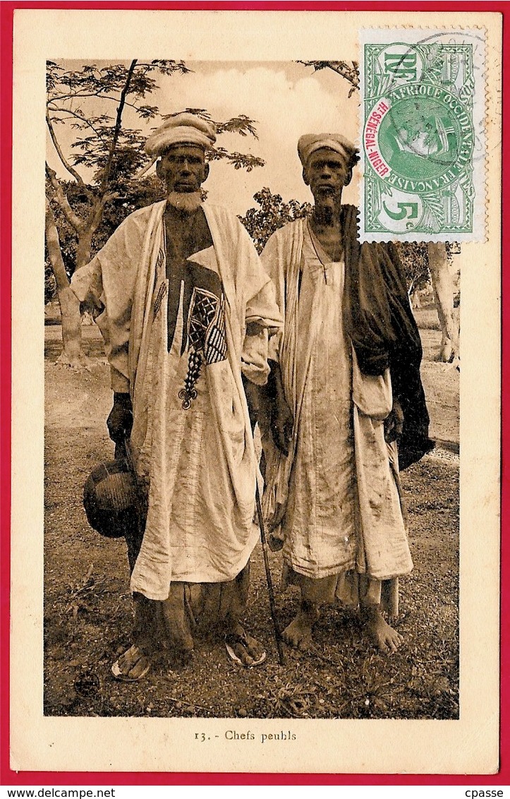 Timbre Type Faidherbe 5 C. HT-SENEGAL-NIGER Sur CPA Chefs Peuhls - Cartas & Documentos