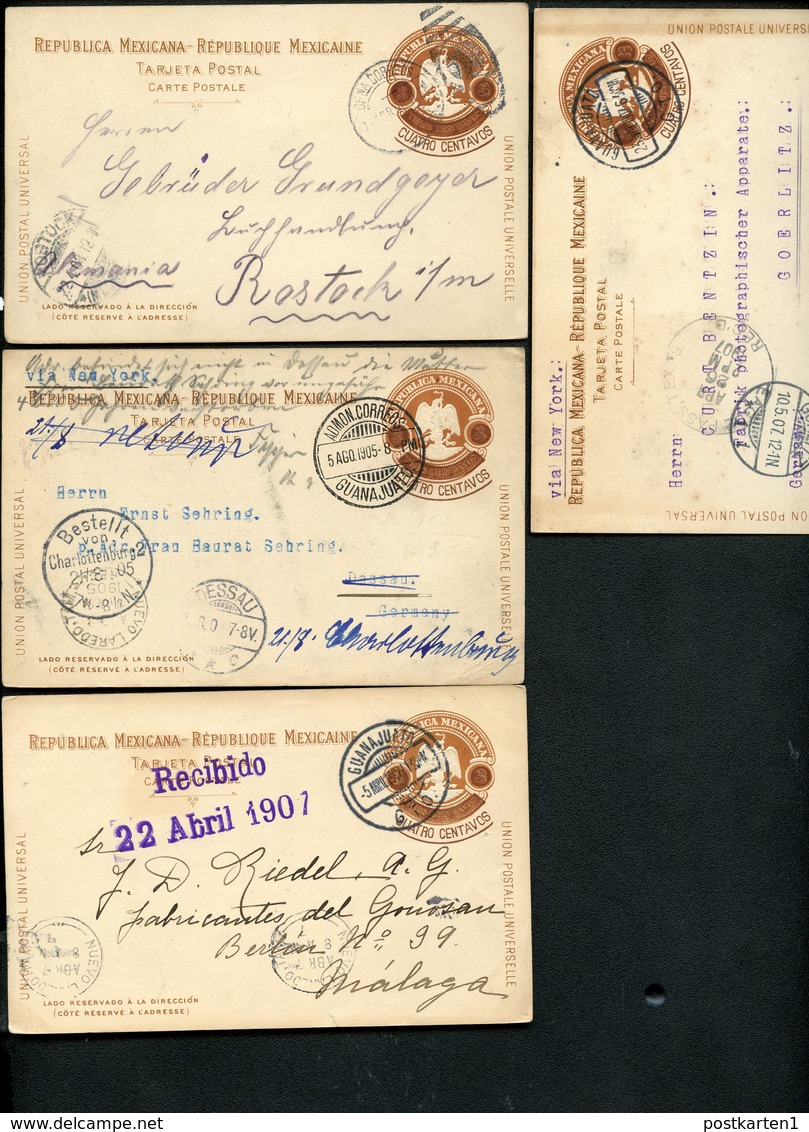 Mexico 4 Postal Cards MEPSI #PC110IIB Used Oaxaca + Guanajuato To Germany 1905-8 - Messico