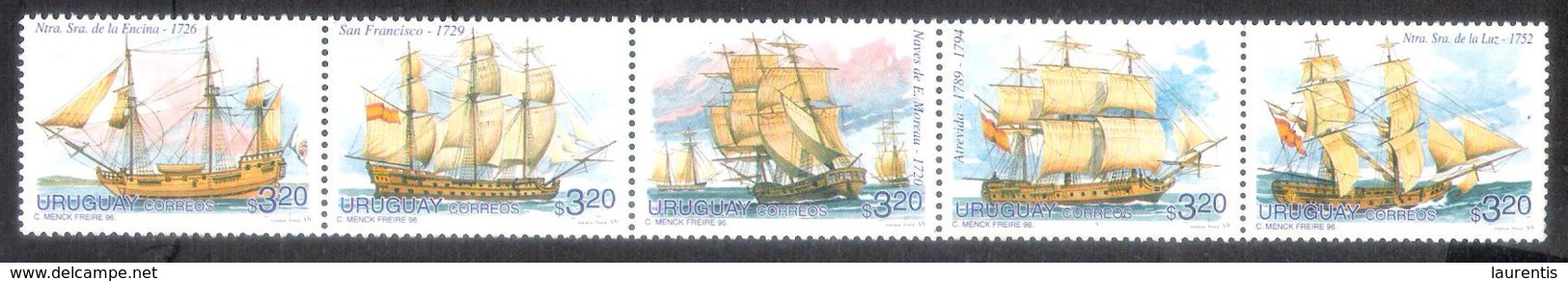 2785  Sail Ships - Uruguay Yv 1568-72 - MNH - 2,75 (9) - Bateaux