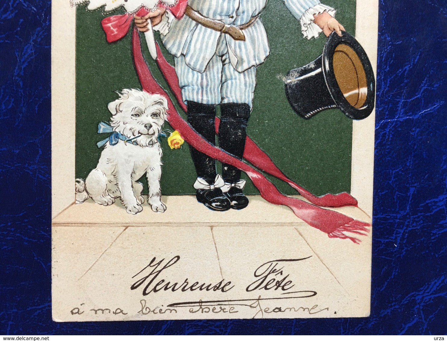 Embossed-Gaufrée--"Le Salut Final De L'artiste Avec Son Chien-belle époque"-(my Ref 639)-22/08/1918 - Autres & Non Classés