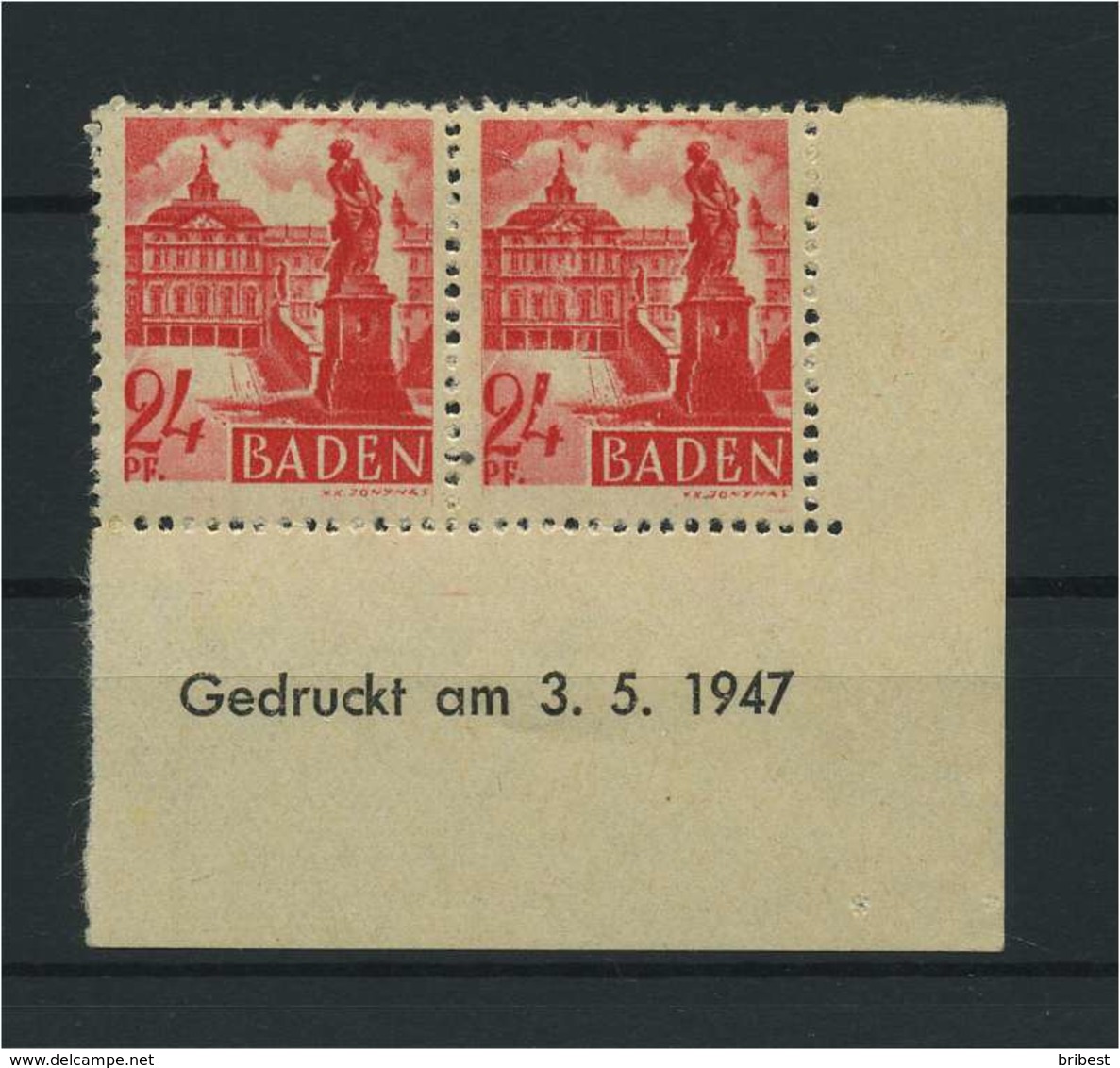 FRZ.ZONE BADEN 1947 Nr 8 Bru Postfrisch (119296) - Sonstige & Ohne Zuordnung