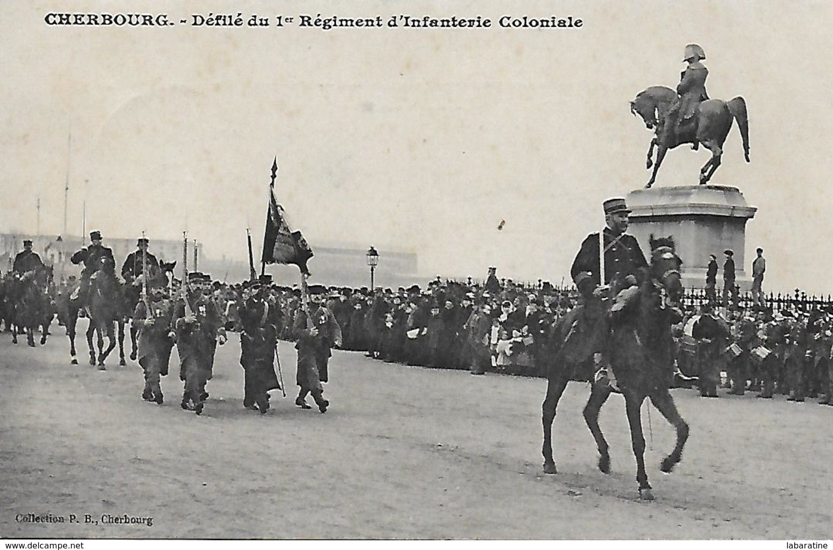 50 )    CHERBOURG  -  Défilé Du 1 Er Régiment D' Infanterie Coloniale - Cherbourg