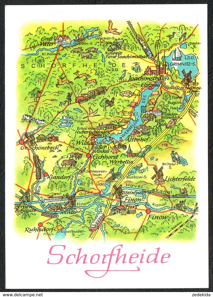 D2658 - TOP Schorfheide Landkarte Zeichnung A. Hoppe - Bild Und Heimat Reichenbach - Carte Geografiche