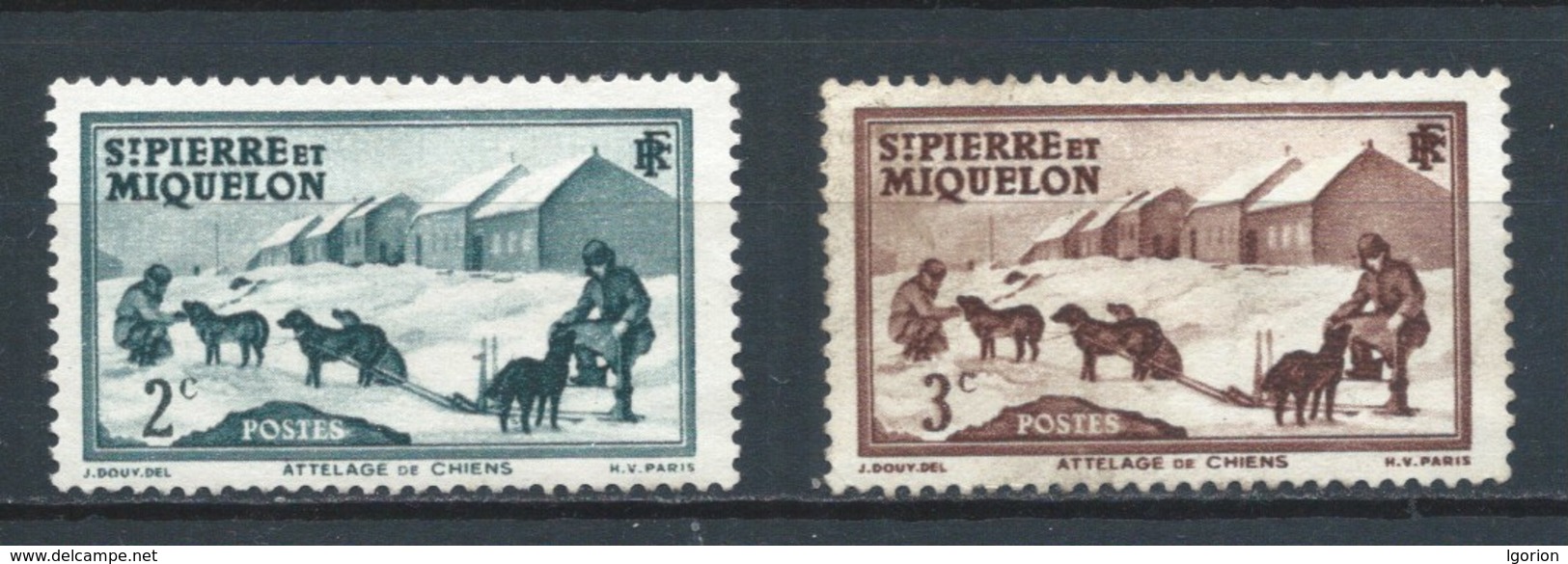 Saint Pierre ET MIQUELON 1938 (O) USADOS MI-170+171 YT-167+168 EQUIPO DE PERROS - Oblitérés