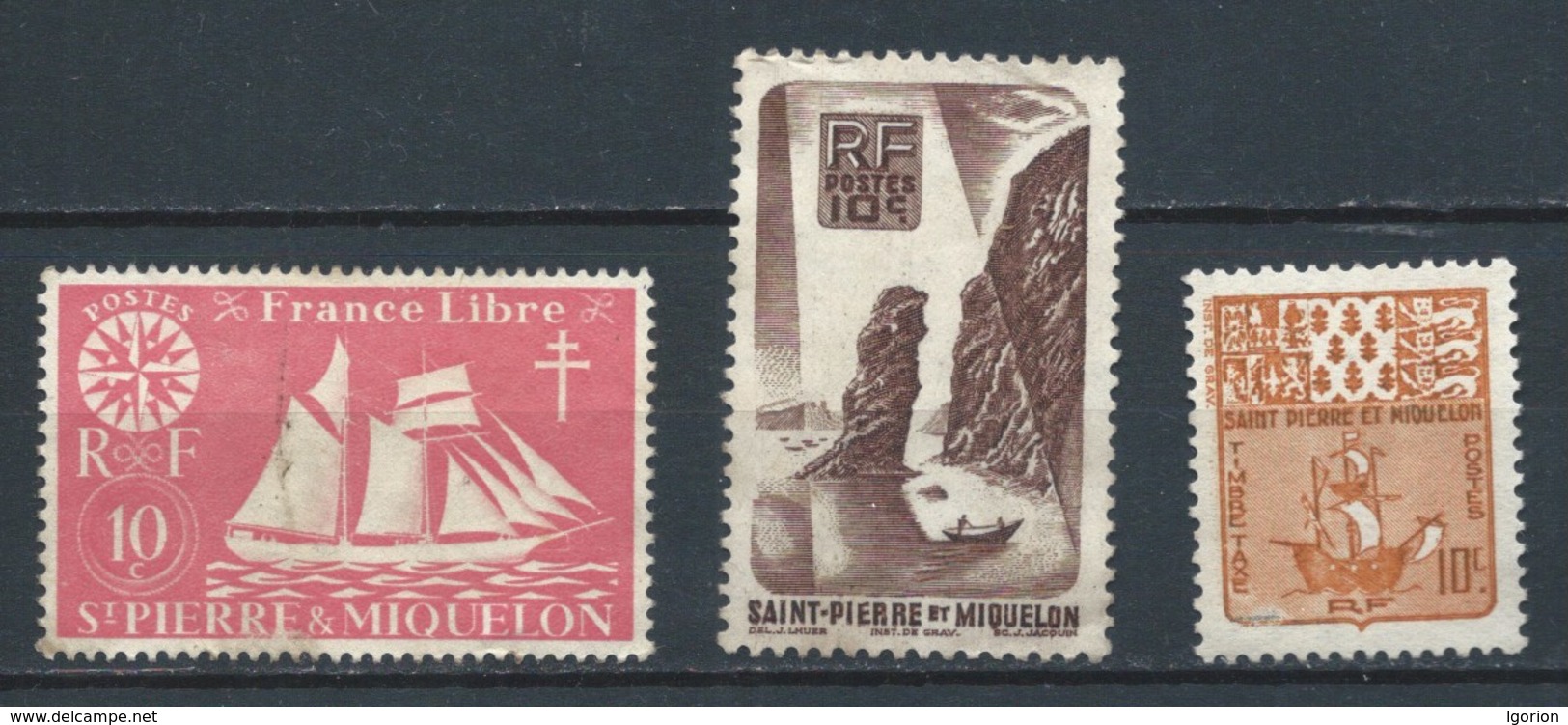 Saint Pierre ET MIQUELON 1942+1947 (O) USADOS MI-300+347+P67 YT-297+305+T67 VARIOS - Oblitérés