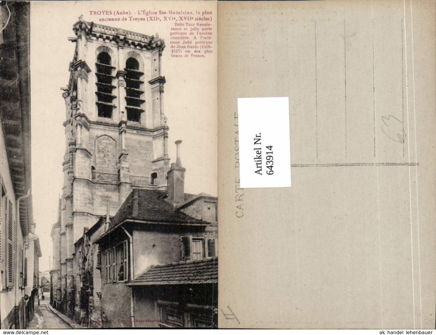 643914,Troyes Aube Eglise Saint Madeleine - Sonstige & Ohne Zuordnung