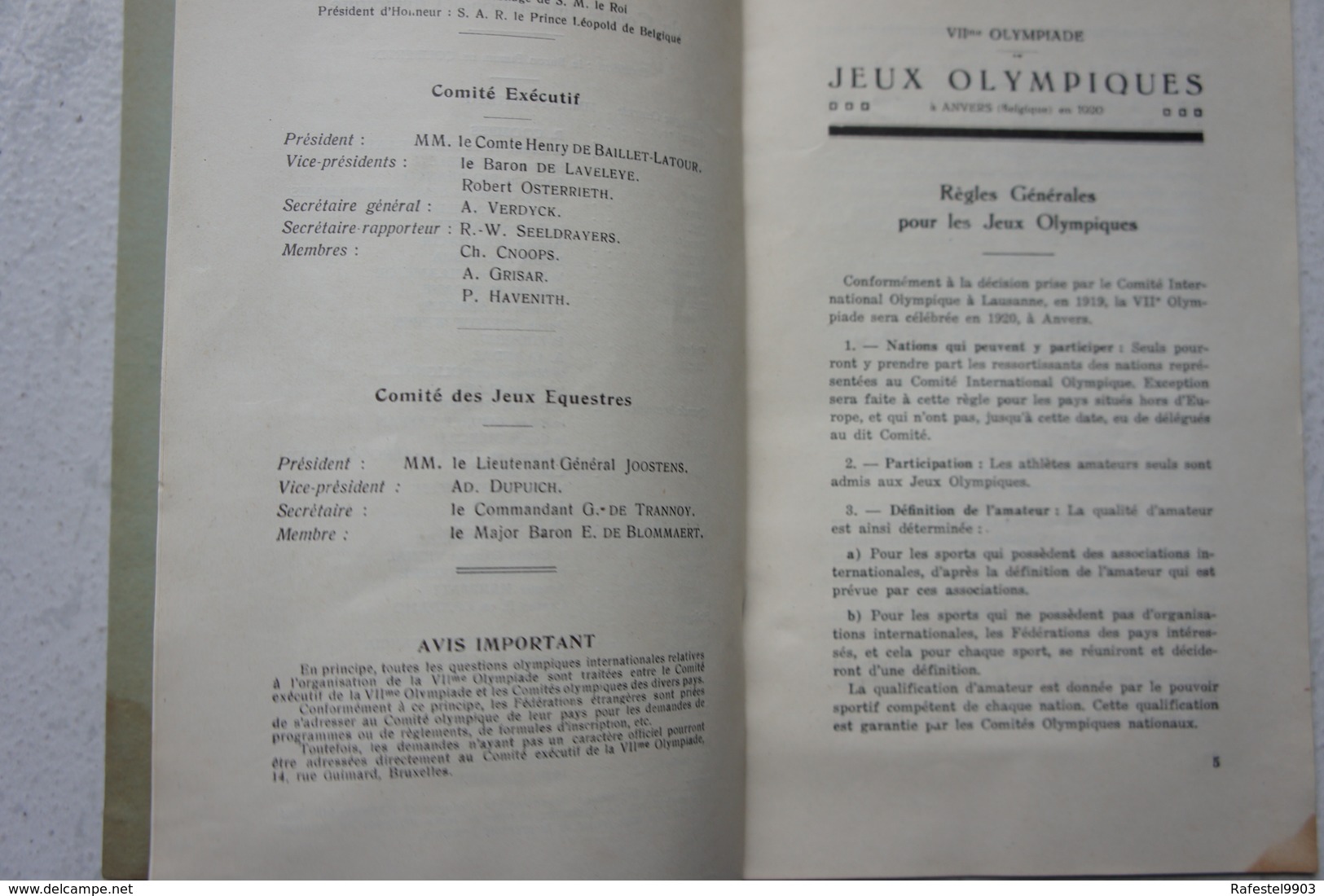 JEUX OLYMPIQUES ANTWERPEN 1920 Olympic Games Règlement Jeux équestres Equitation Horse Cheval - Non Classés