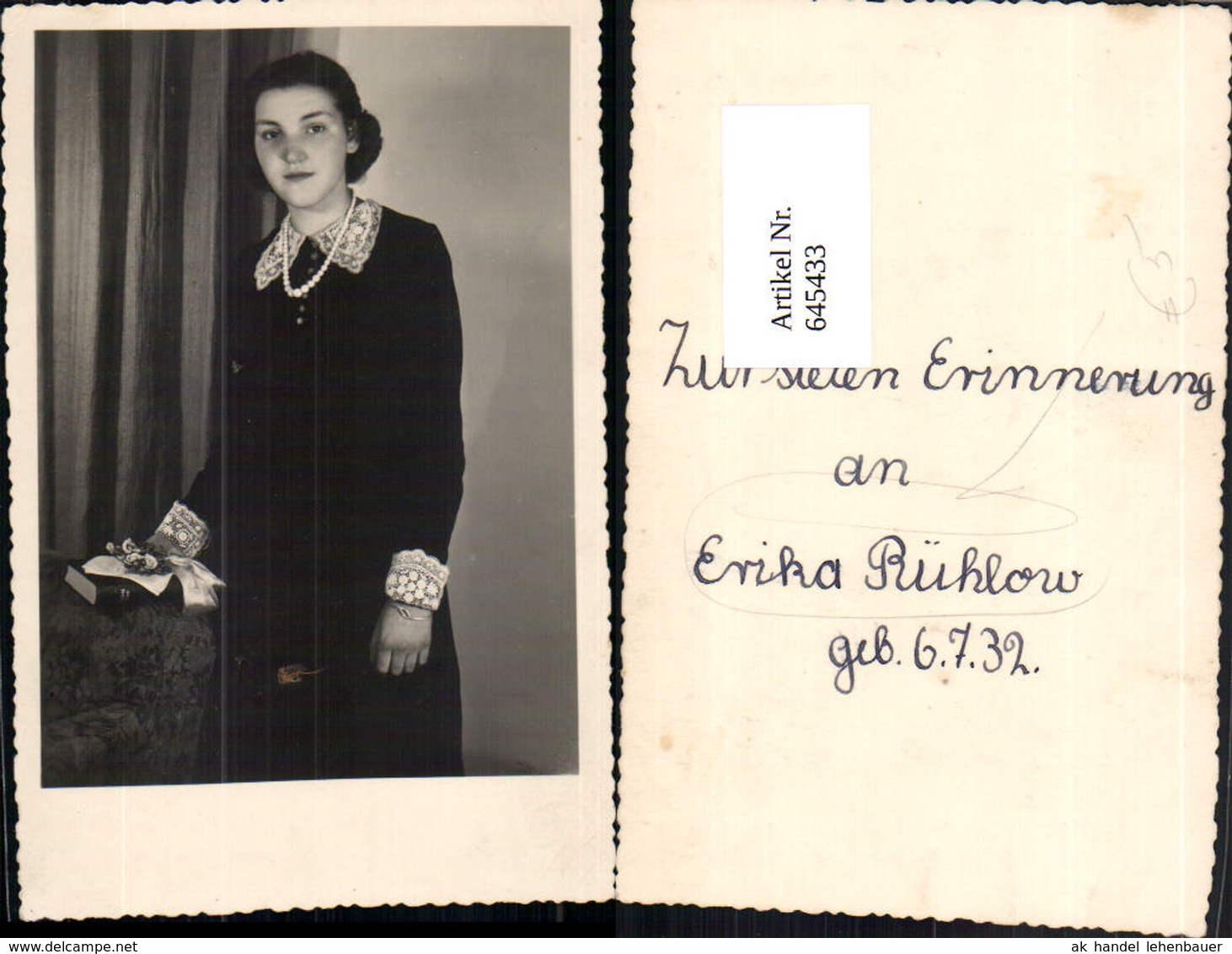 645433,Foto-AK Frau Portrait Mode Halskette Erika R&uuml;hlow - Sonstige & Ohne Zuordnung
