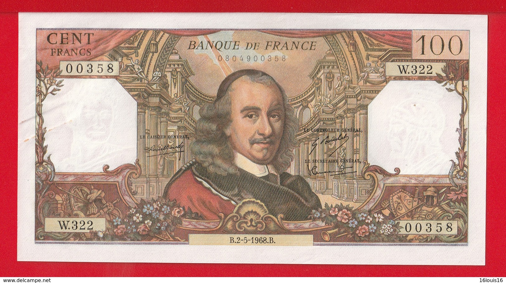 BILLET DE 100 FRANCS " CORNEILLE " Du 2-5-1968  W.322  SPL - 100 F 1964-1979 ''Corneille''