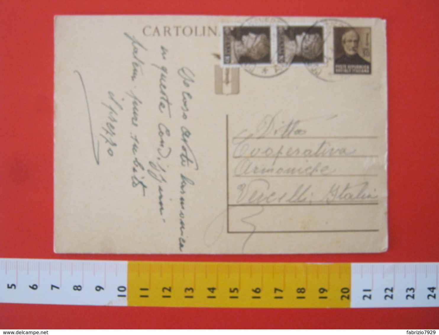 PC.3 ITALIA RSI CARTOLINA POSTALE - 1944 MAZZINI 30 CENT BRUNO FRANCOBOLLO AGGIUNTO DA COSSANO CANAVESE AOSTA 4/1 1945 - Stamped Stationery