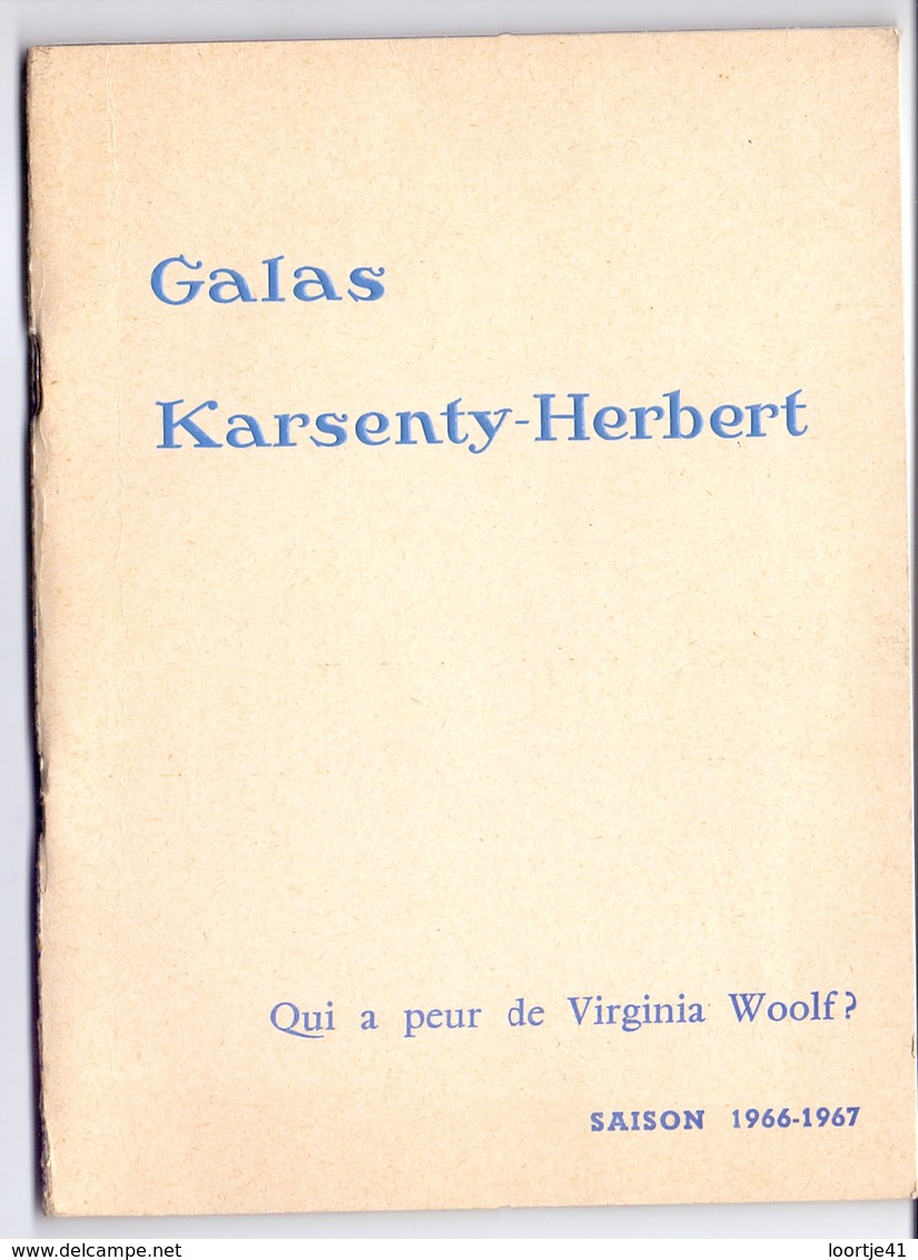 Programma Programme - Galas Karsenty Herbert - Qui A Peur De Virginia Woolf ? - Saison 1966 - 1967 - Programma's