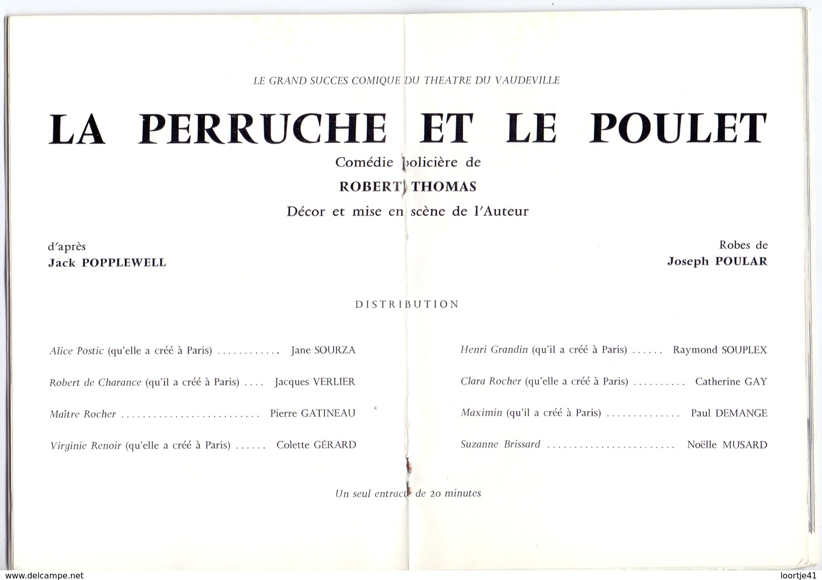 Programma Programme - Galas Karsenty Herbert - La Perruche Et Le Poulet - Jane Sourza  Saison 1967 - 1968 - Programma's