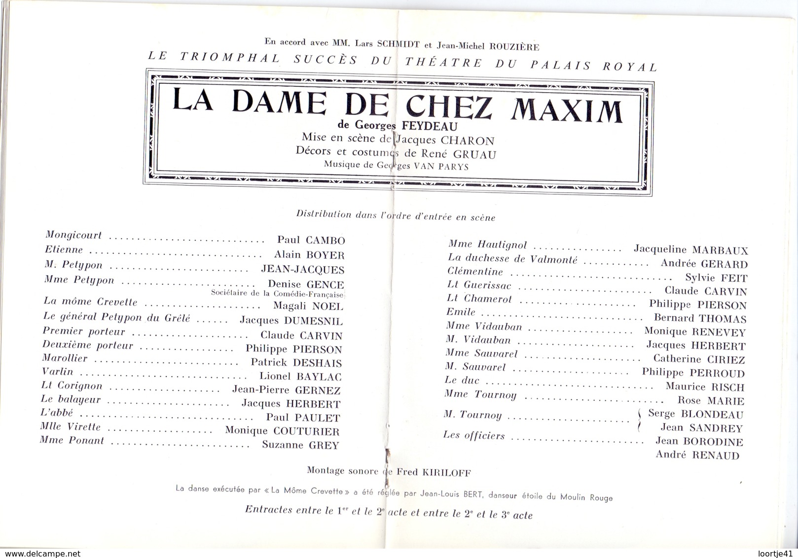 Programma Programme - Galas Karsenty Herbert - La Dame De Chez Maxim - Paul Cambo  Saison 1967 - 1968 - Programma's