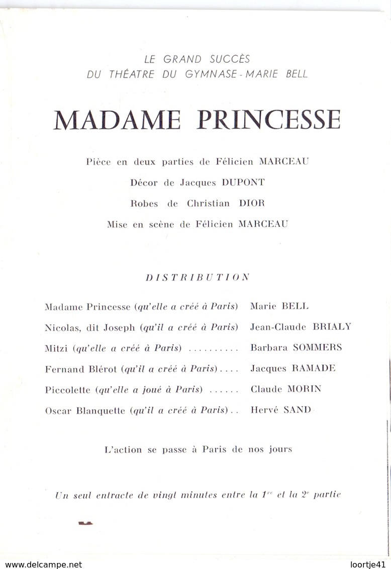 Programma Programme - Galas Karsenty Herbert - Madame Princesse - Marie Bell  Saison 1966 - 1967 - Programs