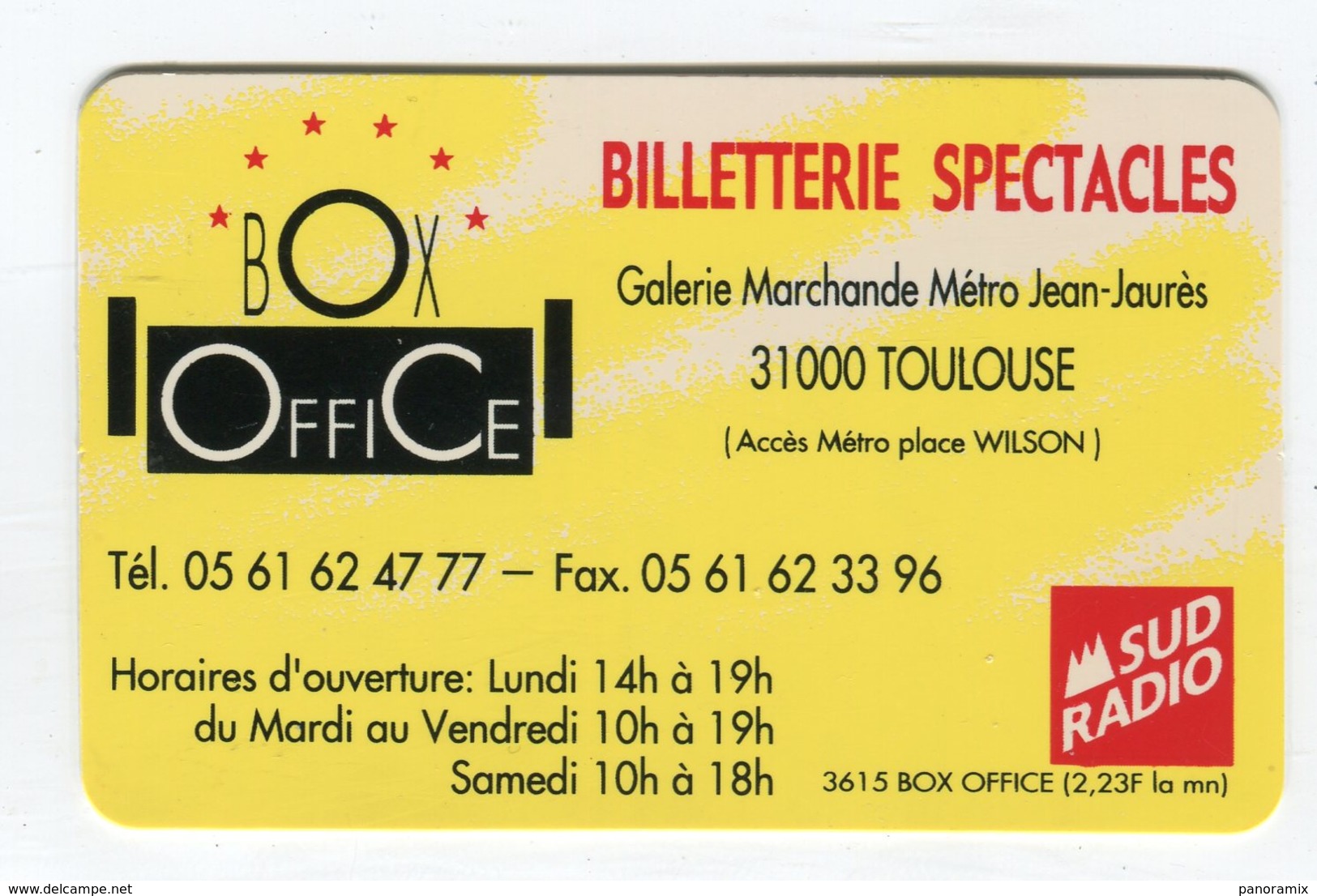 CdV °_ Billetterie-31-Toulouse-Sud Radio-Box Office-plastique - Visiting Cards