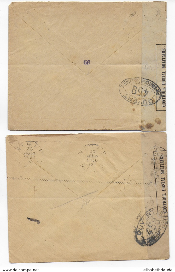 1918 - 2 ENVELOPPES De VALENCIA  (ESPAGNE) Avec CENSURE FRANCAISE 458 ET 459 => NIMES - Lettres & Documents