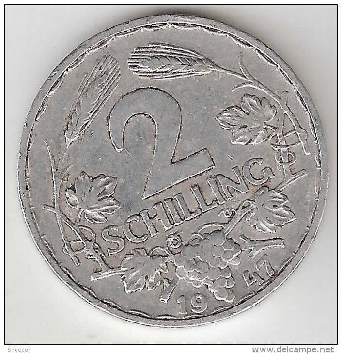 *austria 2 Schilling 1947  Km 2872  Vf+ - Autriche