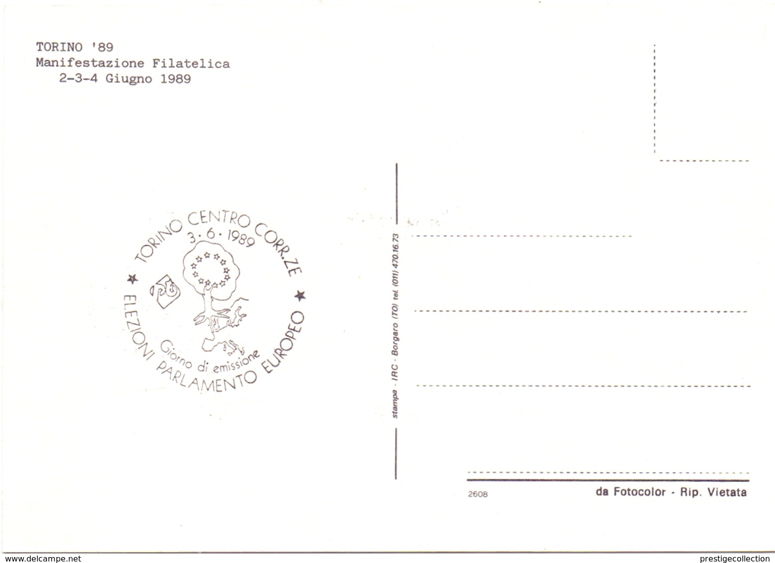 TORINO MANIFESTAZIONE FILATELICA    1989 MAXIMUM POST CARD (GENN200431) - Philatelic Exhibitions