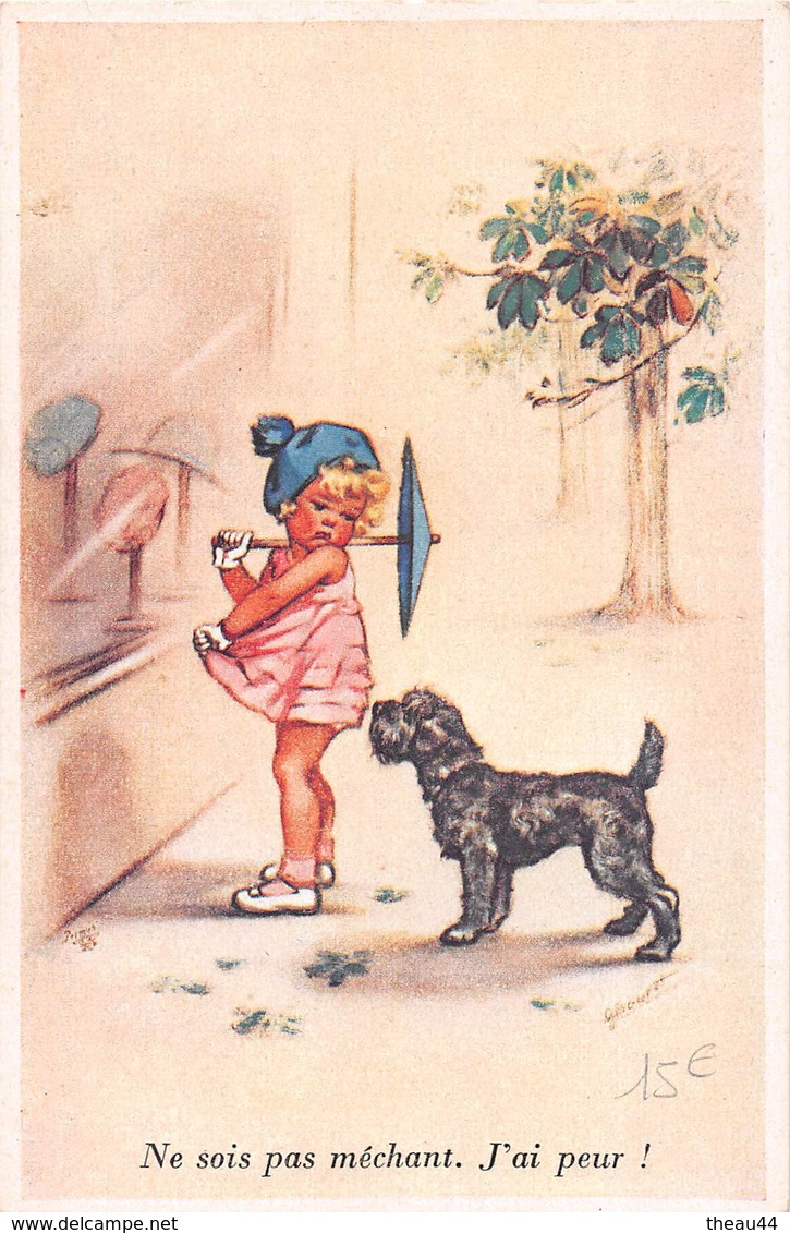 ¤¤   -  Illustrateur " Germaine BOURET " - Petite Fille Avec Son Chien  -  Ombrelle   -   ¤¤ - Bouret, Germaine