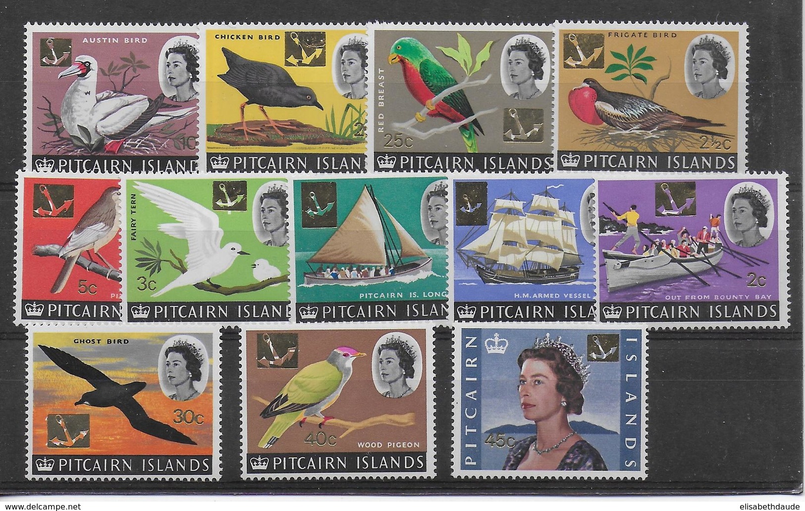 1967 - PITCAIRN - YVERT N° 71/77+79/83 ** MNH - OISEAUX + BATEAUX - COTE = 33 EUR. - Pitcairn