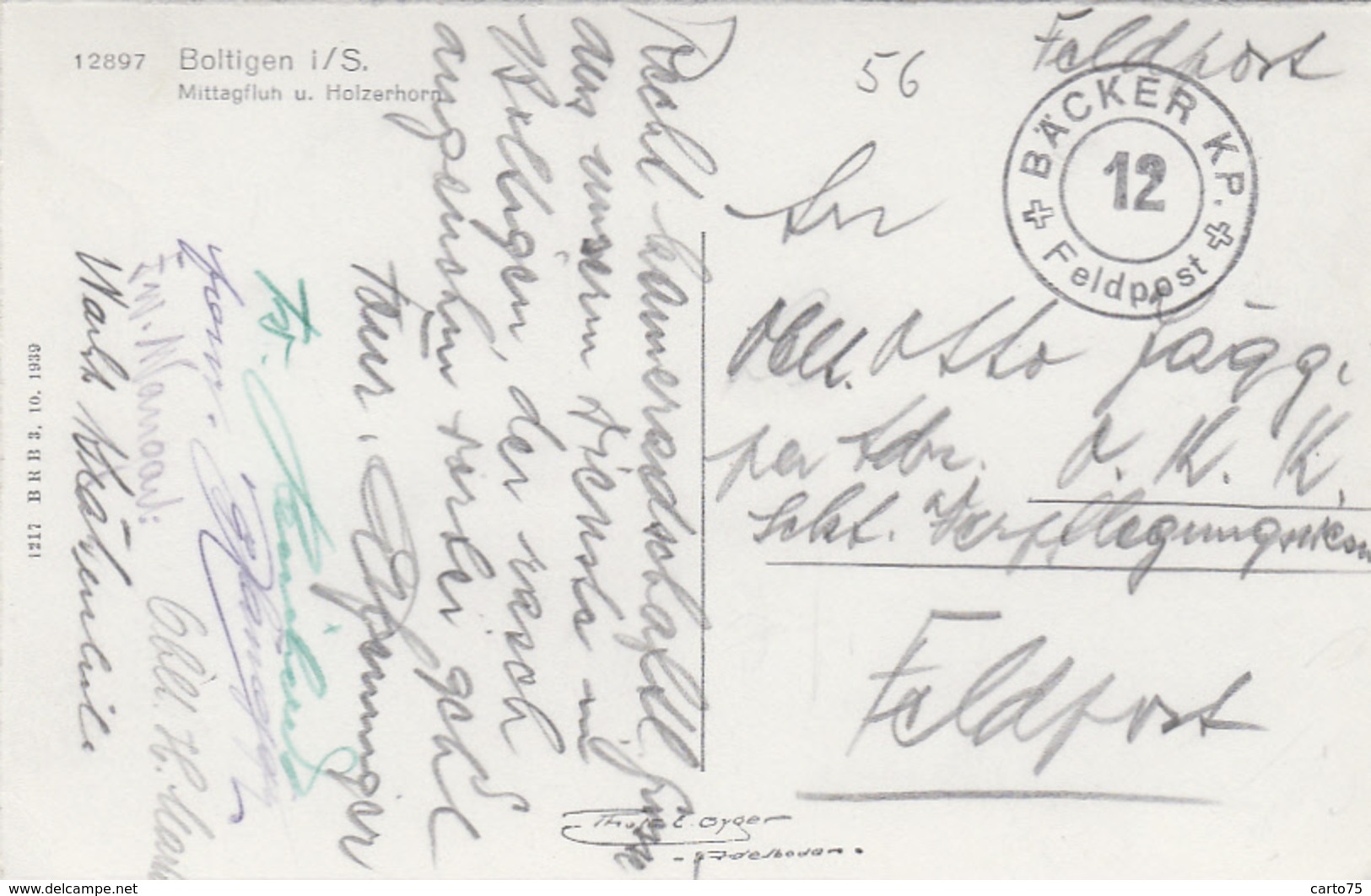 Suisse - Boltigen - Haut-Simmental-Gessenay - Mittagfluh U. Holzerhorn - Postmarked Bäcker KP 12 - Boltigen