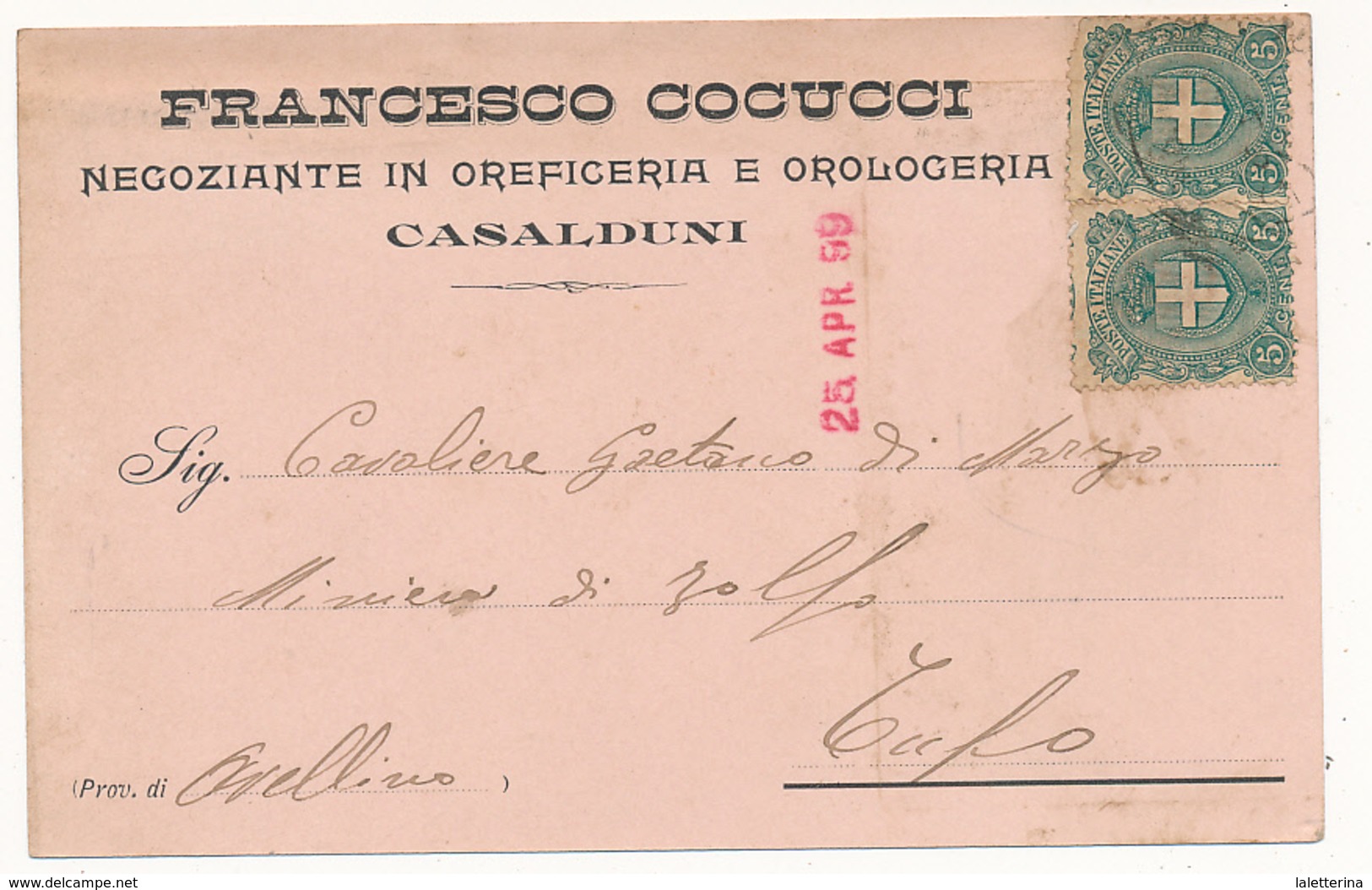 1899 CASALDUNI  CARTOLINA COMMERCIALE PUBBLICITARIA OREFICERIA OROLOGERIA - Altri & Non Classificati