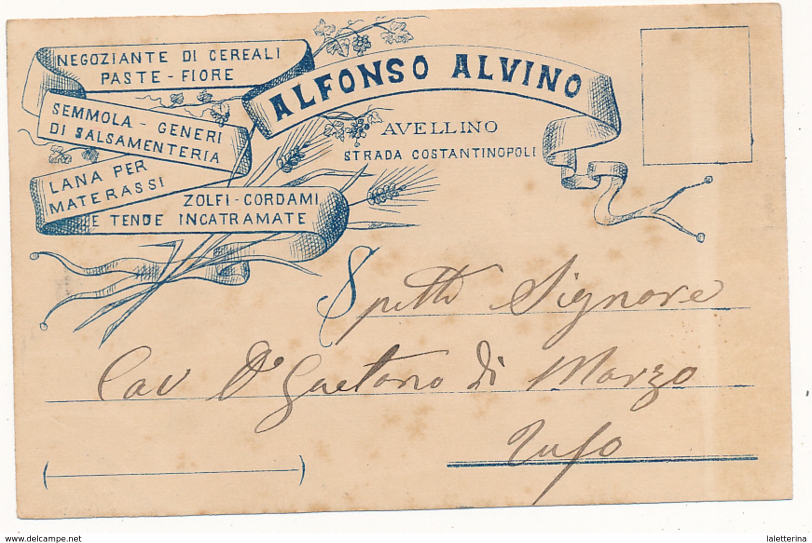 1899 AVELLINO  CARTOLINA COMMERCIALE PUBBLICITARIA PASTE FIORI LANA TENDE - Altri & Non Classificati